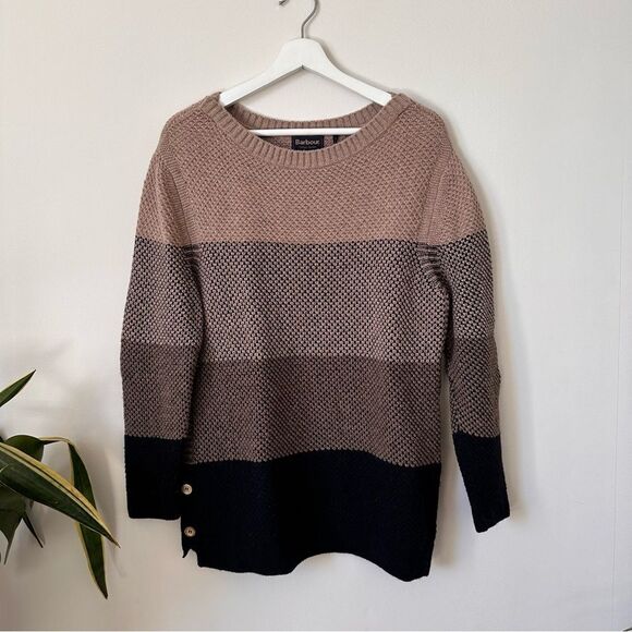 Barbour Heather Knit Color Block Wool Blend Sweater Size 6 - Picture 1 of 6